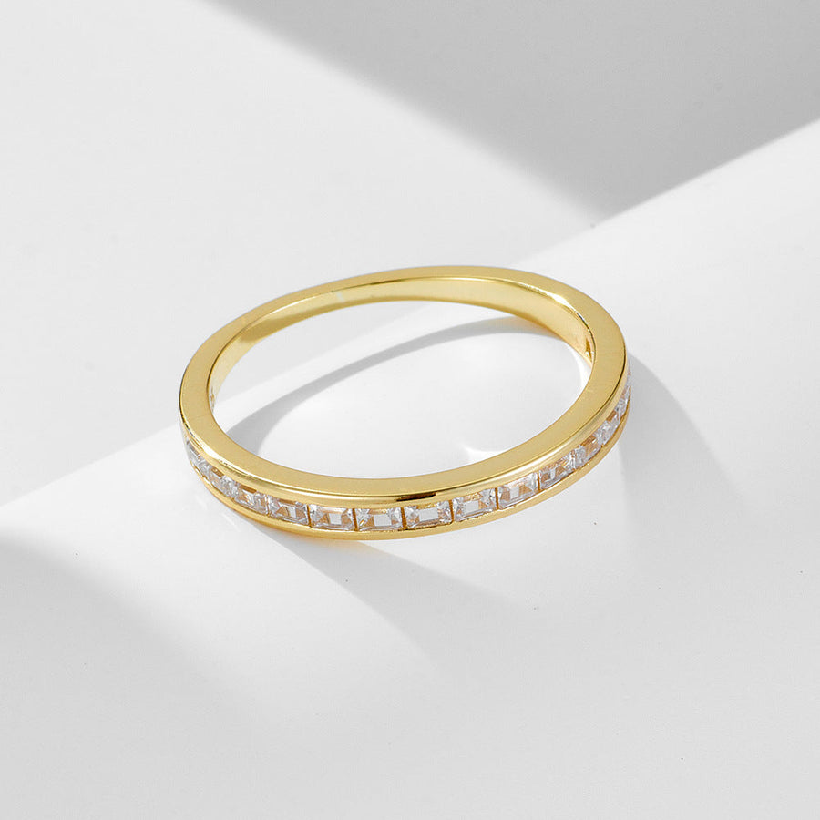 Simple Geometric Sterling Silver Band Shine of Diamond