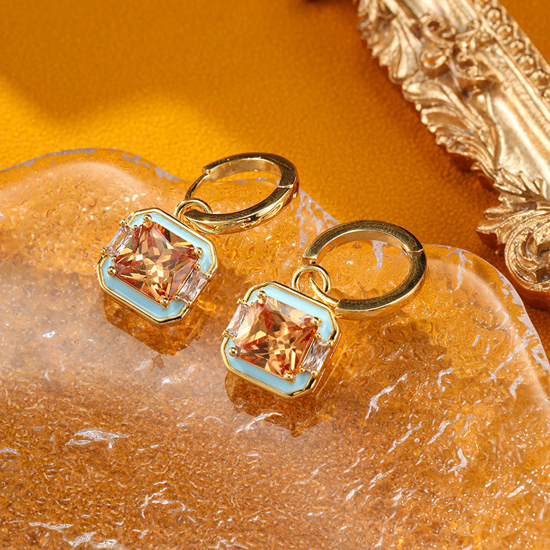 Retro Drip Glaze Geometric Square Earrings Carly Jewelry