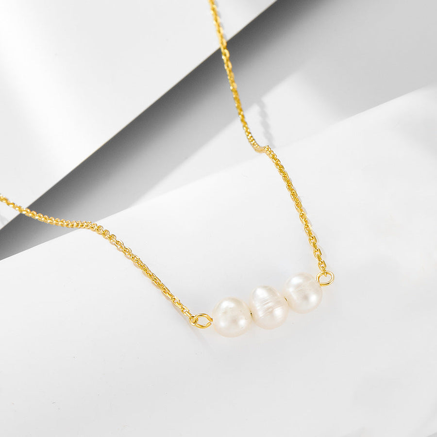 Elegant Natural Pearls Sterling Silver Necklace Carly Jewelry