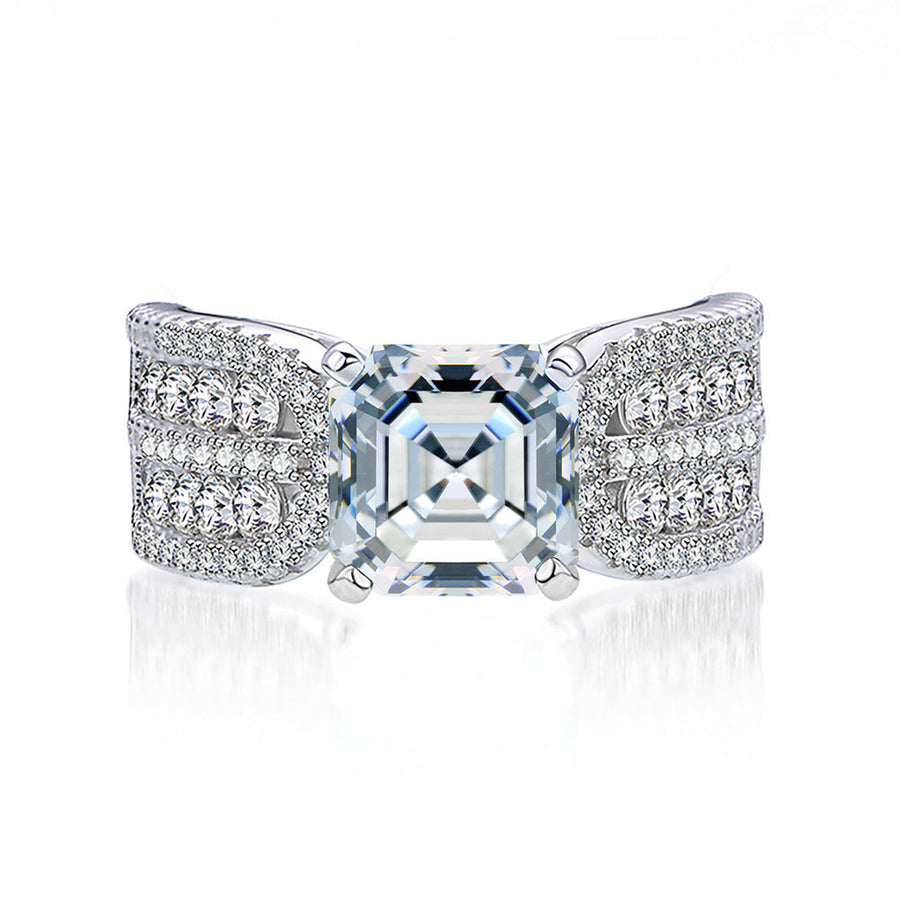 Handmade Asscher Cut 2.5ct Sterling Silver Engagement Ring Shine of Diamond