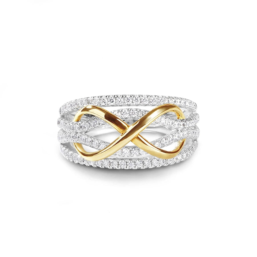 Infinity Design Sterling Silver Ring Band For Her Shine of Diamond