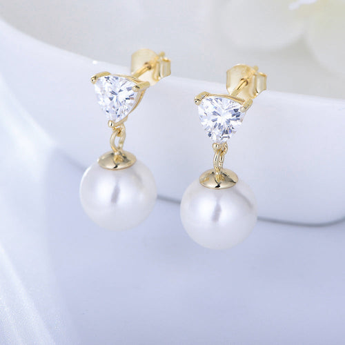 Simple Heart Sterling Silver Pearl Drop Earrings Carly Jewelry