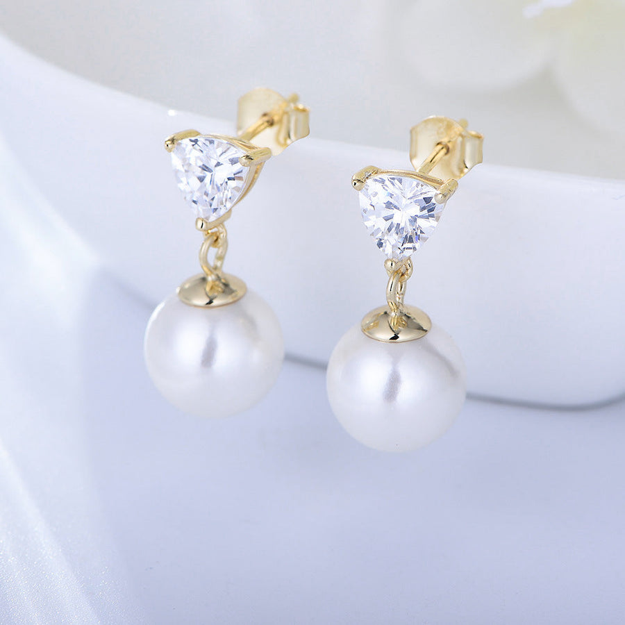 Simple Heart Sterling Silver Pearl Drop Earrings Carly Jewelry