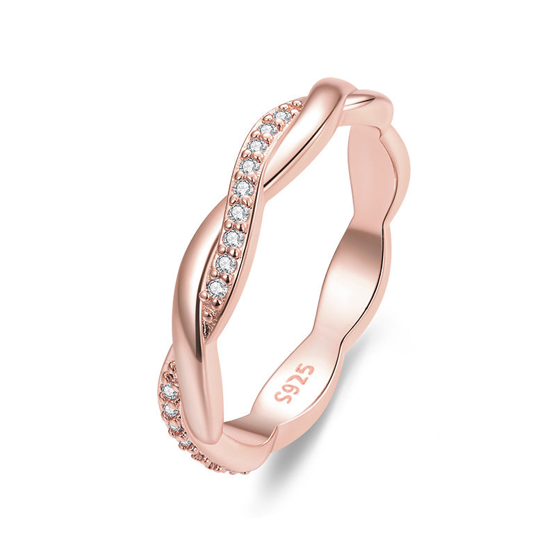 Twist Created White Sapphire Sterling Silver Wedding Band shine of diamond