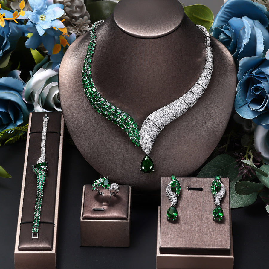 4 Pcs Jewelry Set Bridal Accessories Shine of Diamond