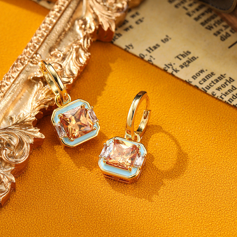 Retro Drip Glaze Geometric Square Earrings Carly Jewelry