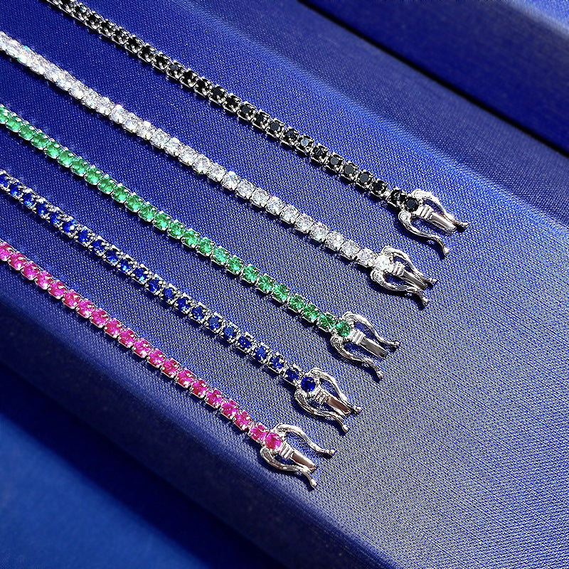 Women's Classic Multi-Color Tennis Bracelet in Sterling Silver Shineofdiamond