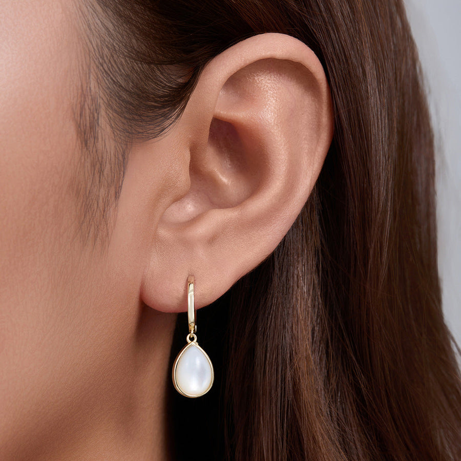 Pear Shape Design Natural Shell Hoop Earrings Carly Jewelry