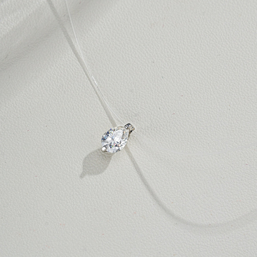 Mermaid Tears Design Pear Cut Moissanite Necklace Shine of Diamond