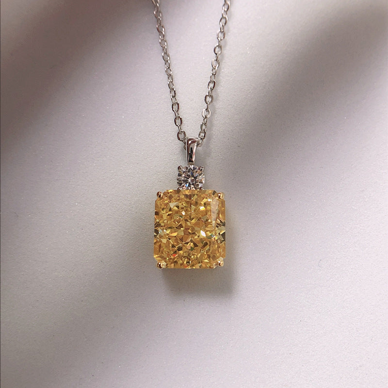 Stunning 4.5ct Yellow Pendant Necklace Carly Jewelry