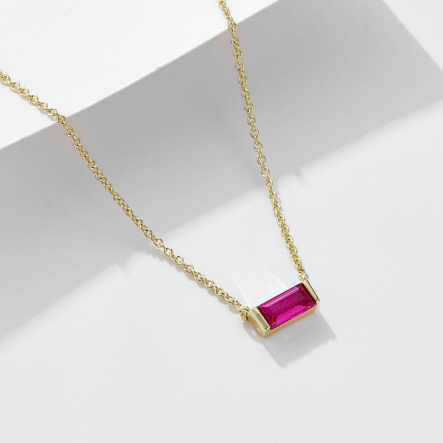 Simple design 925 Sterling Silver birth stone necklace Shine of Diamond