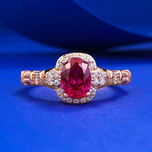 Vintage Design Ruby Oval Cut Sterling Silver Engagement Ring shineofdiamond