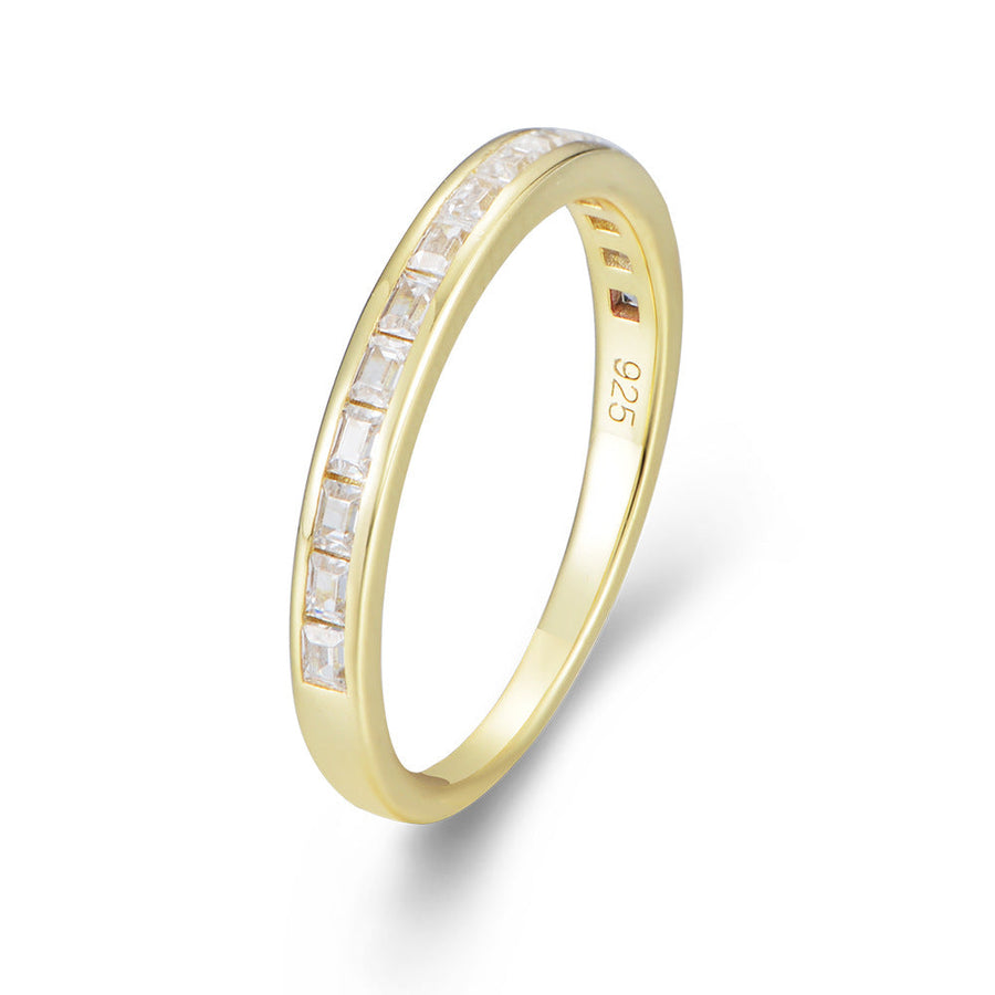 Simple Geometric Sterling Silver Band Shine of Diamond