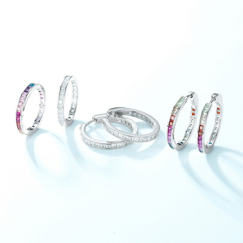 Colorful Rainbow Princess Cut Ring Band Shine of Diamond