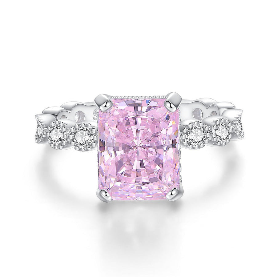 Pink Collection- Sterling Silver Engagement Ring Shine of Diamond
