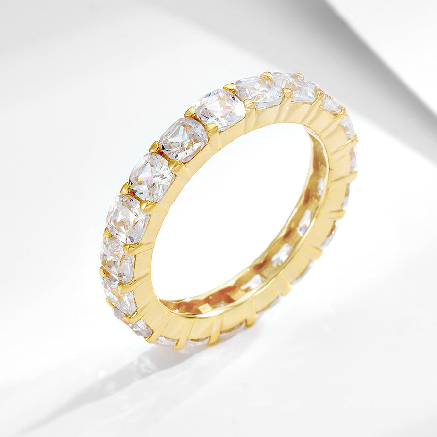 Classic Eternity Sterling Silver Wedding Band In Rose Golden Tone Shineofidamond