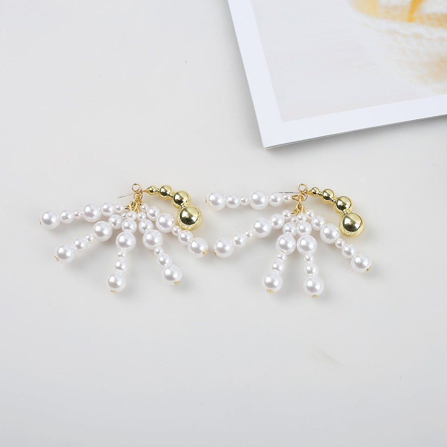 Elegant Pearl Fringe Drop Earrings Dobrilajewelry