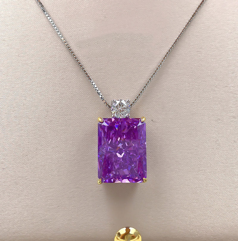 Exquisite Geometry Design Sterling Silver Pendant Necklace Shineofdiamond