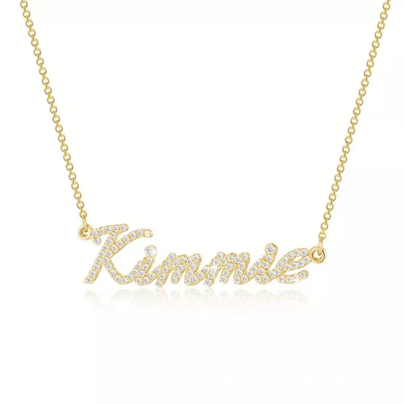 Personalized Full Pave Name Necklace in 925 Sterling Silver Shine of Diamond