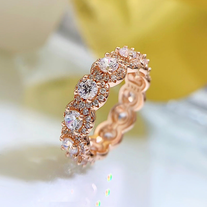 Halo Round Cut Eternity Sterling Silver Wedding Band shine of diamond