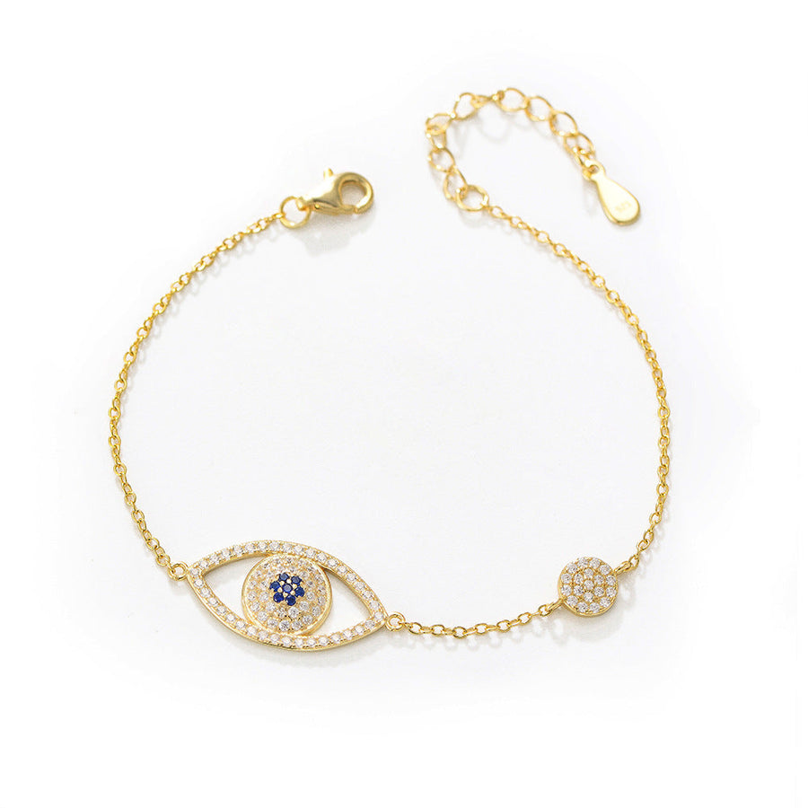 Evil Eye Design Paved Sterling Silver Bracelet Shine of Diamond