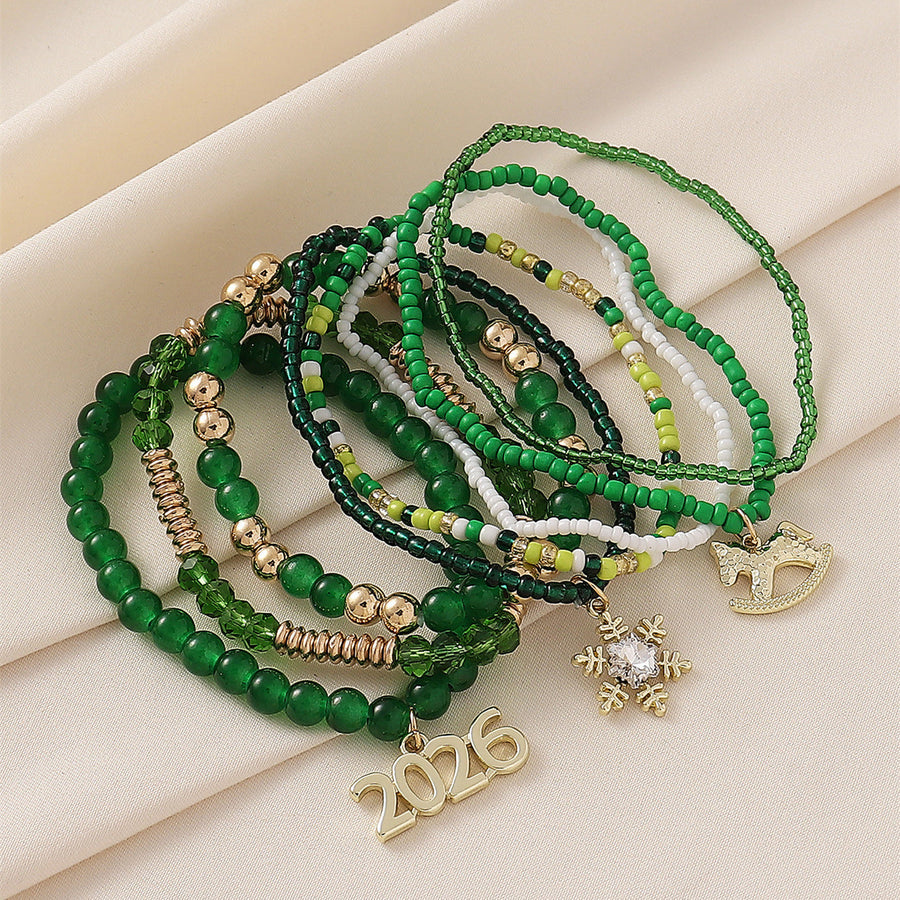 2026 Year of the Horse Zodiac Beaded Stacking Bracelet Set Shine of Diamond