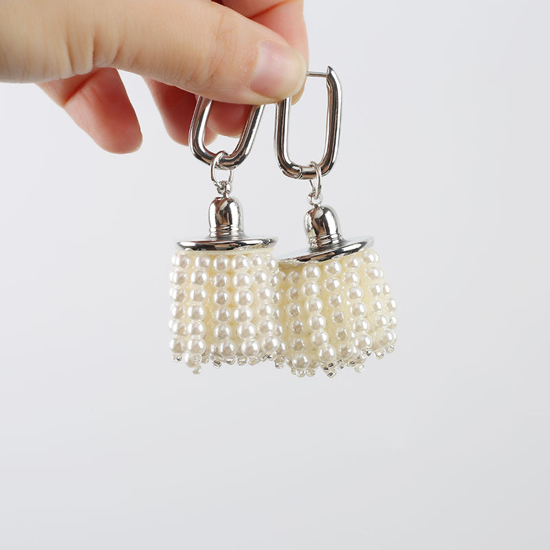 Retro Baroque Lantern Fringe Pearl Drop Earrings Dazzleyesjewelry
