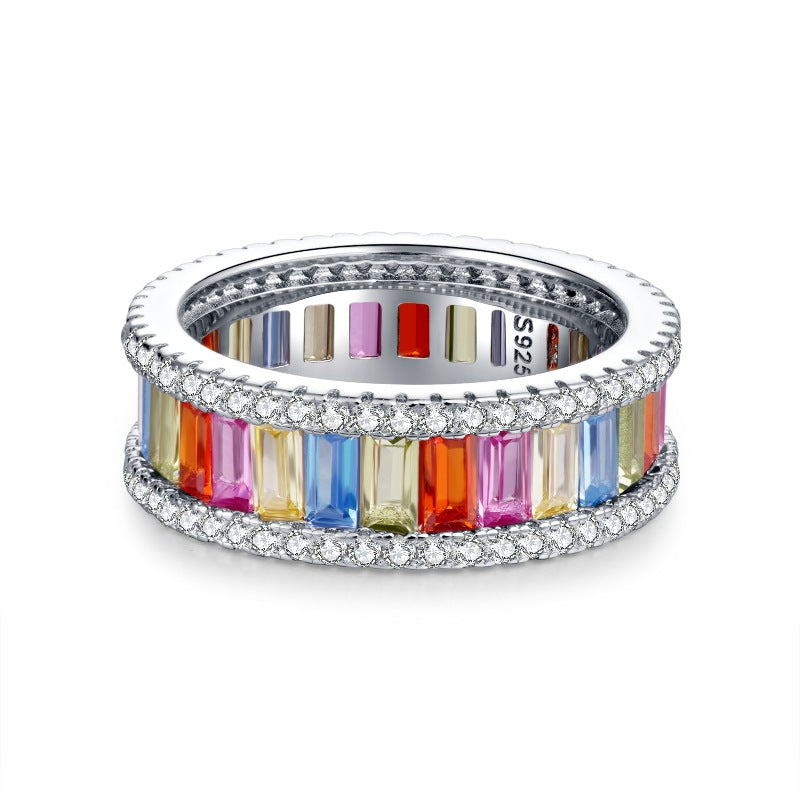 Three Rows Design Paved Sterling Silver Band Carly Jewelry