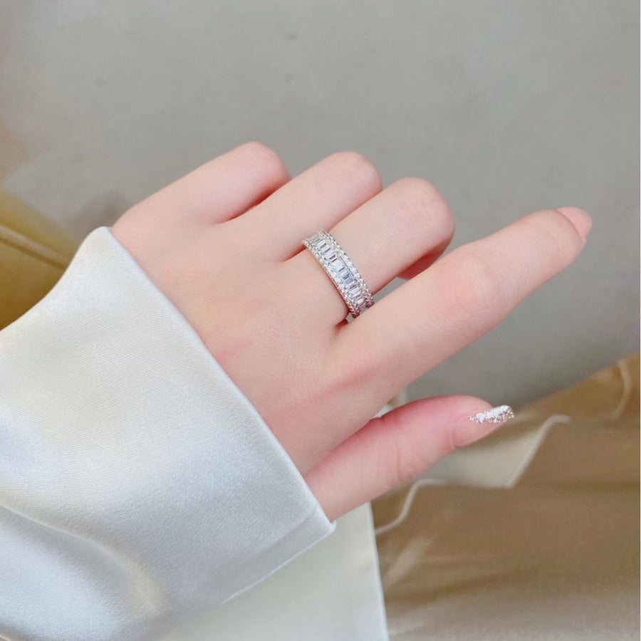 Three Rows Design Paved Sterling Silver Band Carly Jewelry