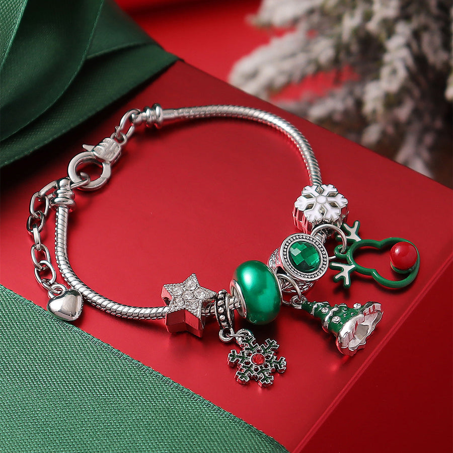 Cute Reindeer Snowflake Christmas Tree DIY Beaded Bracelet Shine of Diamond