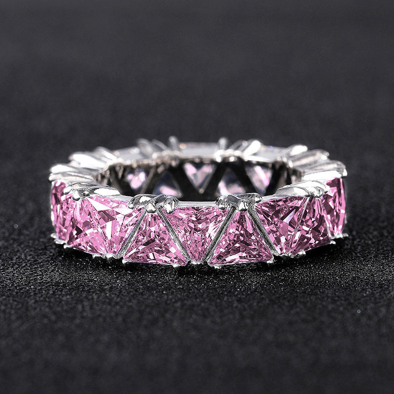 Full Eternity Triangle Gemstone Wedding Band in 925 Sterling Silver Shine of Diamond