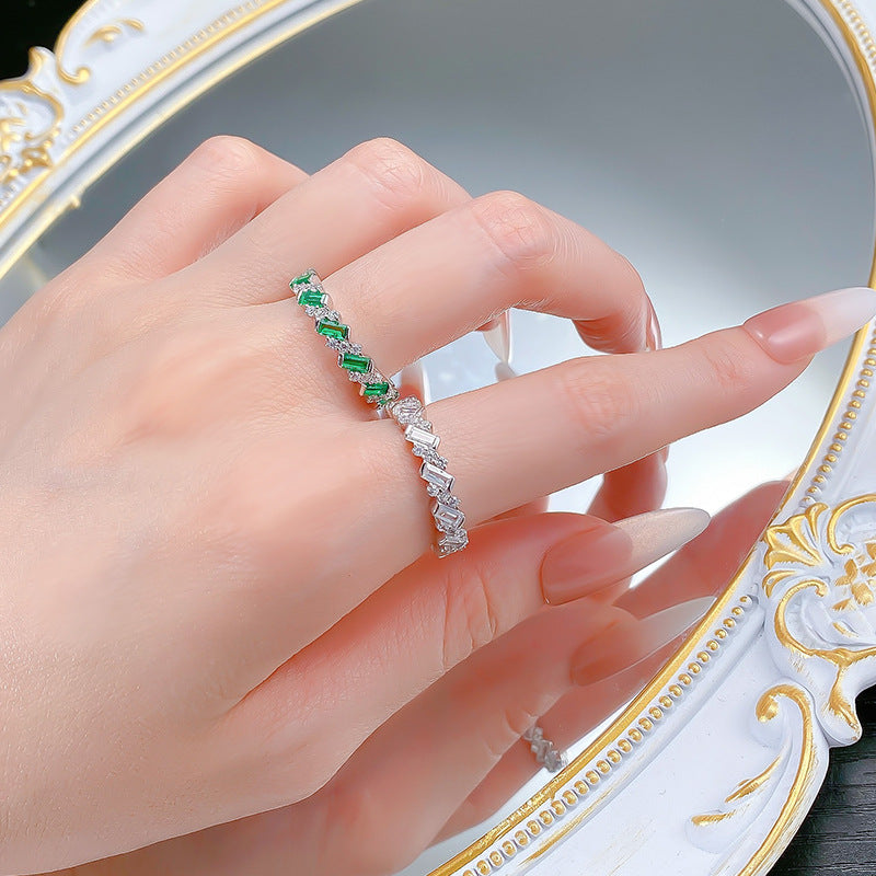 Emerlad Green Eternity Sterling Silver Band Carly Jewelry