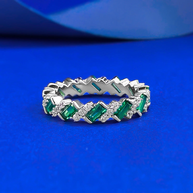 Emerlad Green Eternity Sterling Silver Band Carly Jewelry