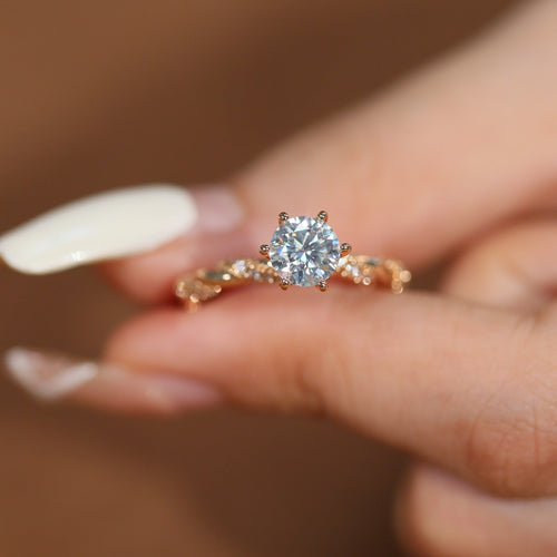 1 Carat Moissanite Twist Engagement Ring in Sterling Silver Shine of Diamond