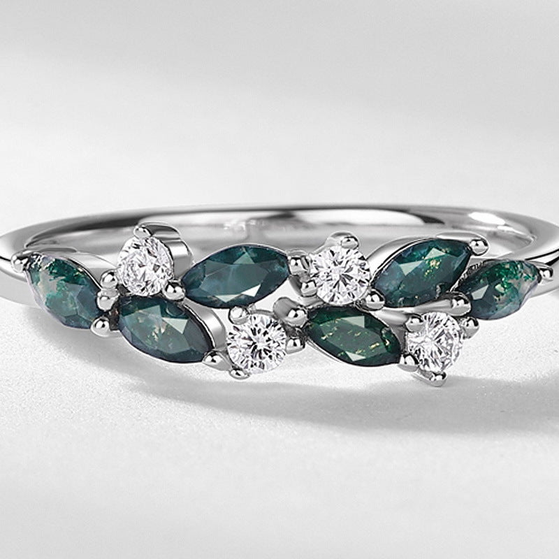 Natural Green Moss Agate Sterling Silver Ring Carly Jewelry