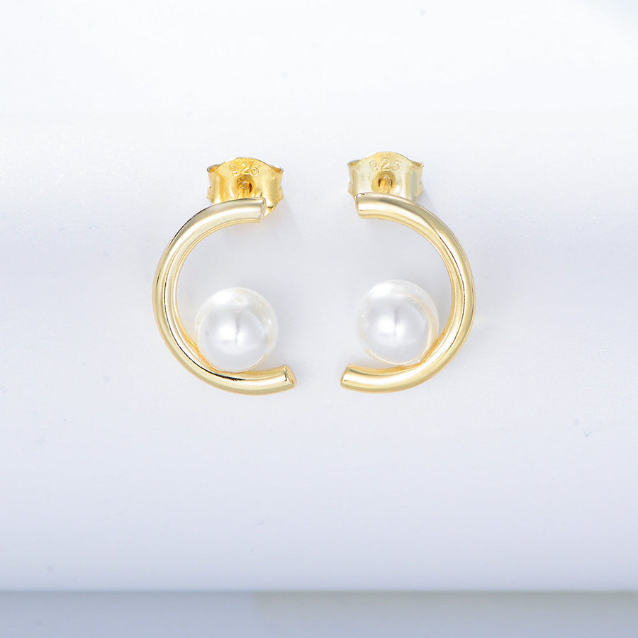 C Design Pearls Studding Earrings Carly Jewelry