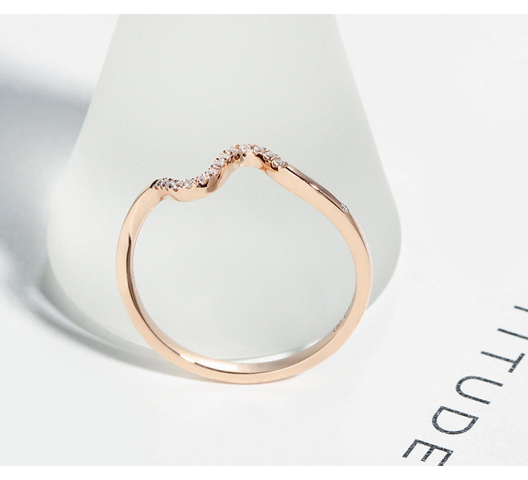 Simple Wave Design Rose Golden Tone Band Carly Jewelry