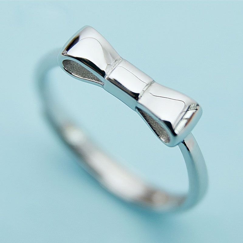 Bowknot Design Sterling Silver Adjustable Ring For Her Dazzleyesjewelry