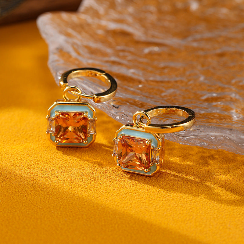 Retro Drip Glaze Geometric Square Earrings Carly Jewelry