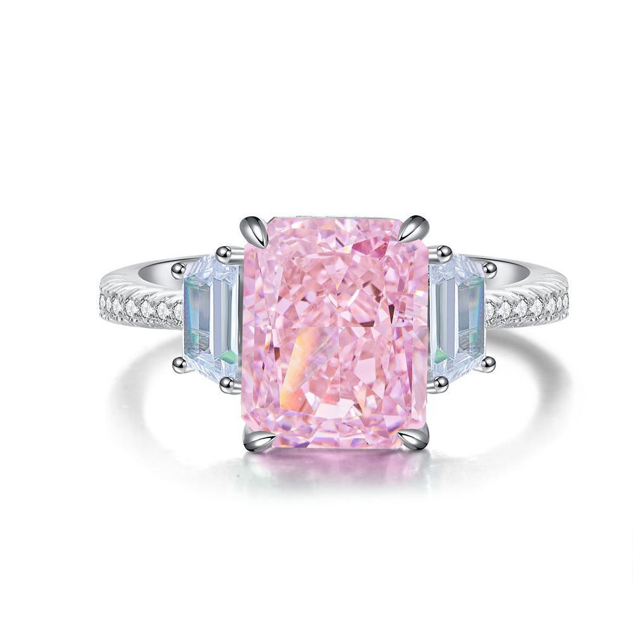 Pink Collection- Sterling Silver Engagement Ring Shine of Diamond