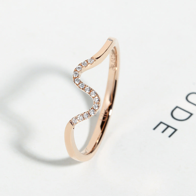 Simple Wave Design Rose Golden Tone Band Carly Jewelry