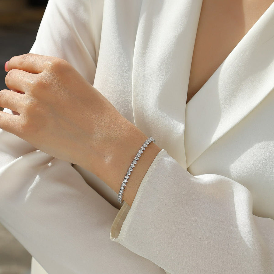 Unique Design Round Cut Moissanite Sterling Silver Tennis Bracelet shine of diamond