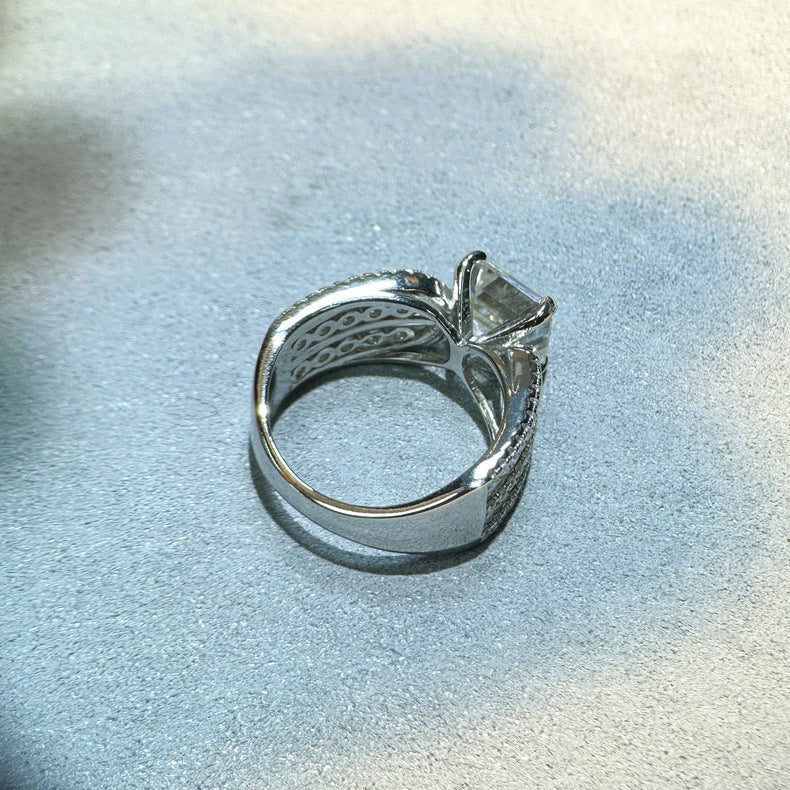 Handmade Asscher Cut 2.5ct Sterling Silver Engagement Ring Shine of Diamond