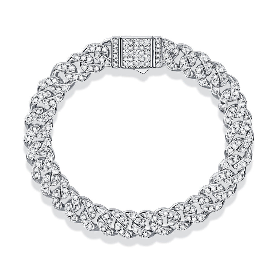 Cuban Hip Hop Moissanite Sterling Silver Bracelet shine of diamond