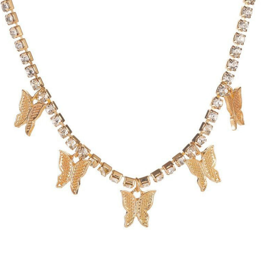 Stunning Butterfly Design Chic Necklace Shine of Diamond