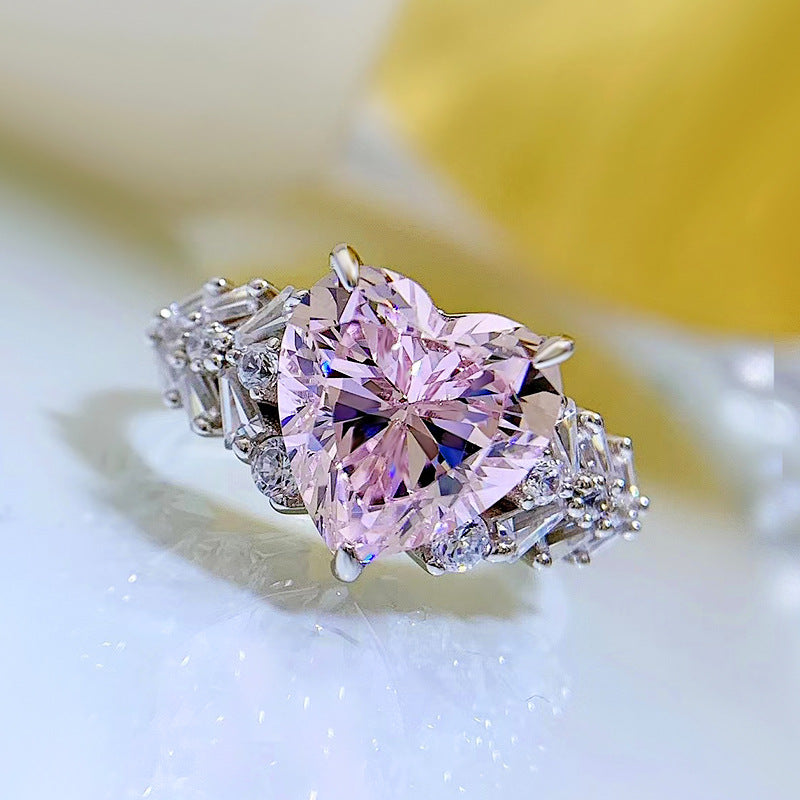Exquisite 3 Prong Purple Heart Cut Engagement Ring In Sterling Silver shineofdiamond