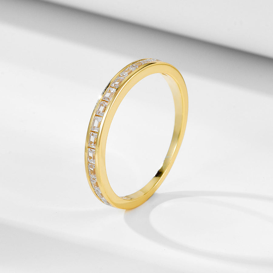 Simple Geometric Sterling Silver Band Shine of Diamond