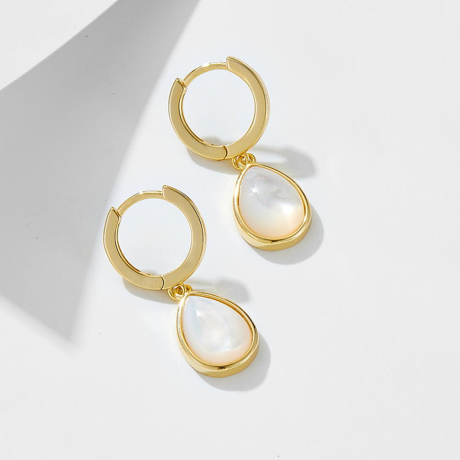 Pear Shape Design Natural Shell Hoop Earrings Carly Jewelry