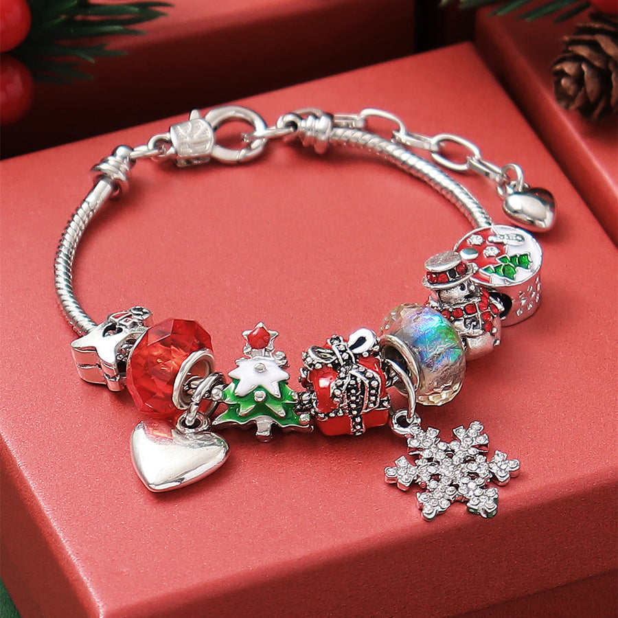 Christmas Tree Snowman Beaded Bracelet Shine of Diamond