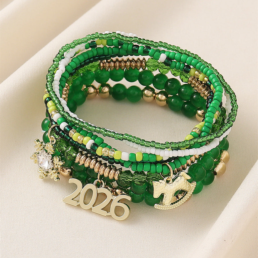 2026 Year of the Horse Zodiac Beaded Stacking Bracelet Set Shine of Diamond